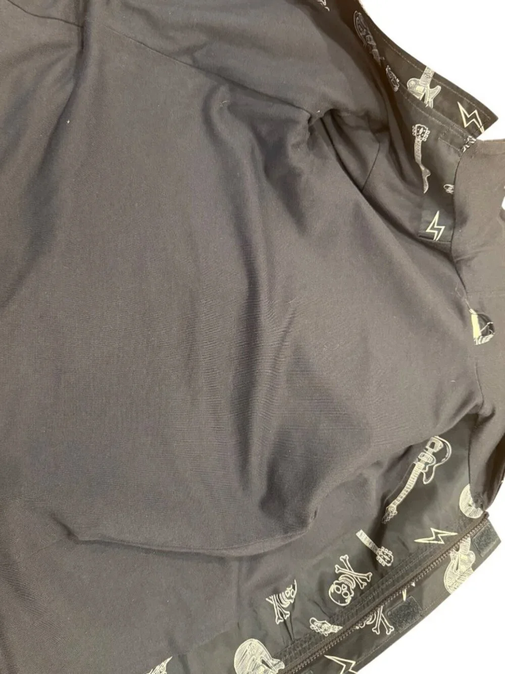 Boys‎ Rock Star Hooded Puffer Jacket Navy blue Skull Guitar Lightning Print Size